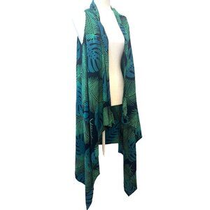 Caribelle Batik Kimono New With Tags Open Palm Breadfruit Deep Sea Print Ladies